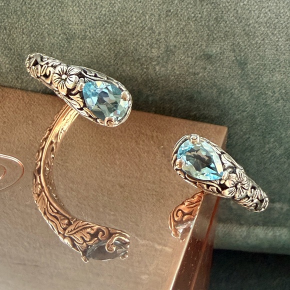 Elegant silver bracelet with blue gemstone - Picture 3 of 11